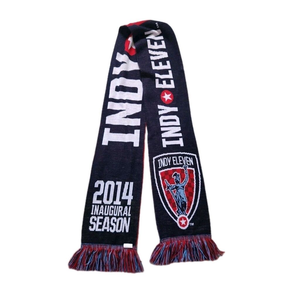 Indy Eleven Soccer Scarf 2014 Inaugural Season USL Fan Scarf Blue Red Acrylic